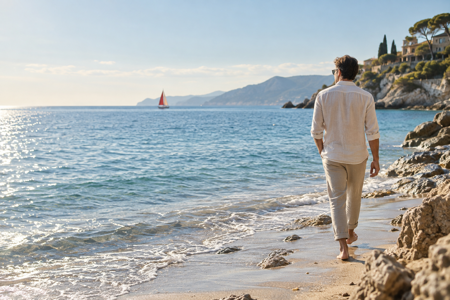 A person enjoying a coastal walk away from work